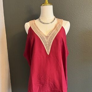 Burgundy/Wine Women's Top with Crochet Detail